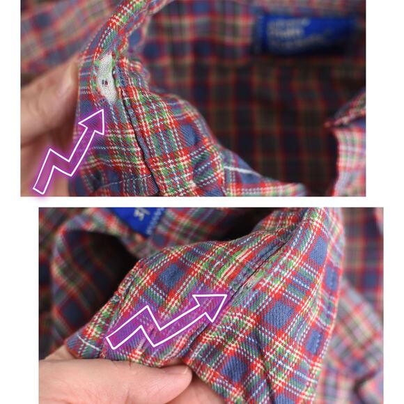 Vintage JCPenney Plaid Button Down Distressed Shirt Unisex Small - Medium - Picture 10 of 10